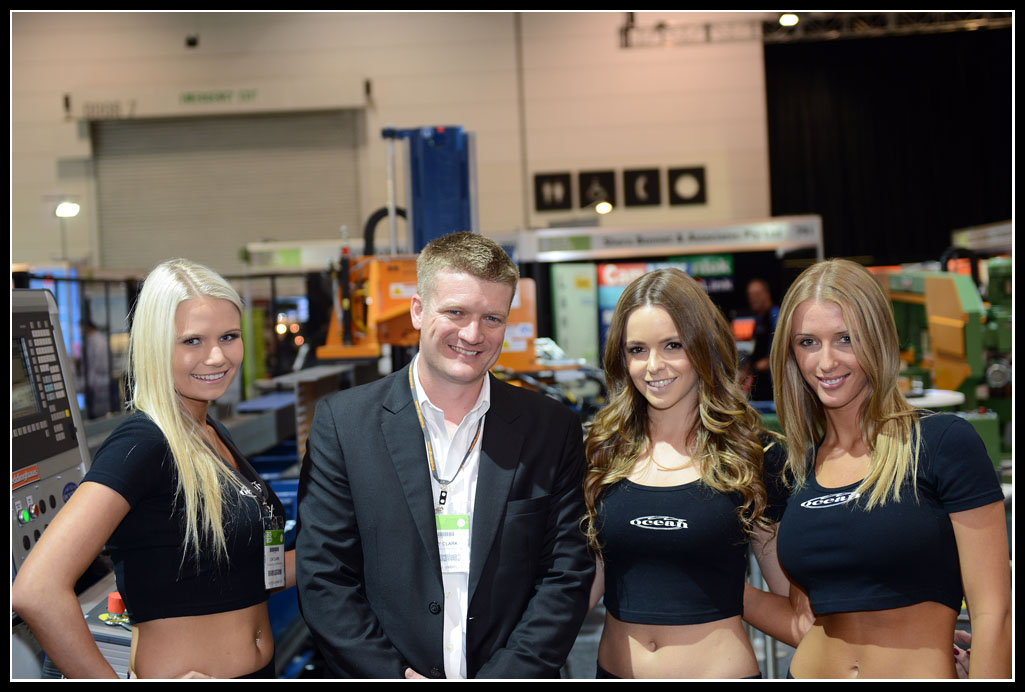 Impact Machinery's Robbie Clark with the world famous Oceanettes Carly, Becky and Laura