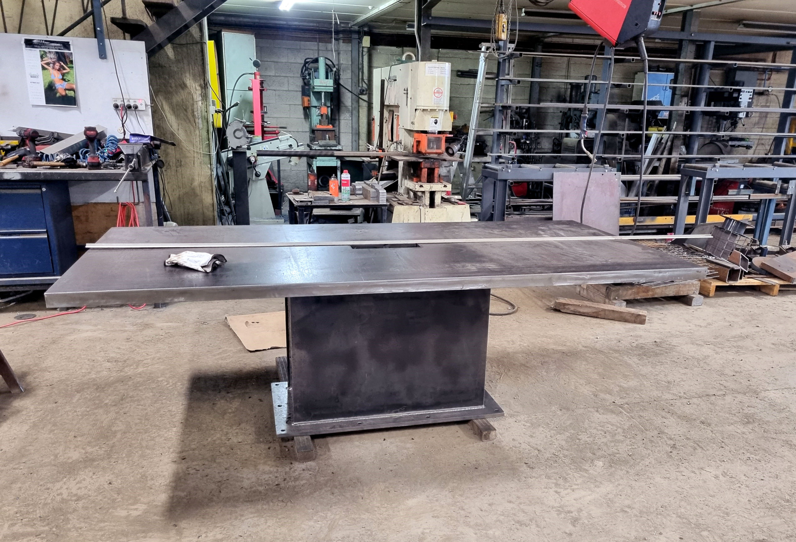Finished steel plate conference table